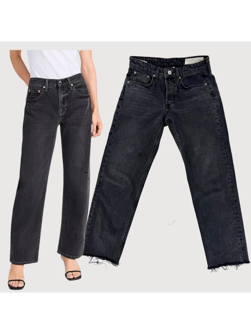 Rag & Bone Rosa Boyfriend Jeans Fray Hem Black 24